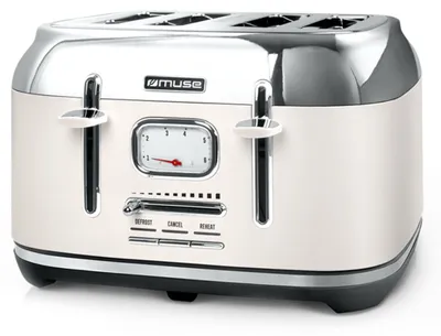Zdjęcie produktu dla Muse MS-131 SC, 4 kaw., Stal nierdzewna, Biały, Stal nierdzewna, Przyciski, Poziom, 1800 W, 220 - 240 V