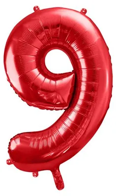 Image de Ballon en plastique nombre "9", 86cm, rouge