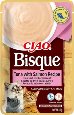 Zdjęcie produktu dla INABA Ciao Bisque Tuna z Łososiem - przysmaki dla kotów - 40g