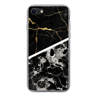 Produktbild von MuchoWow® Handyhülle Schutzhülle Hülle für iPhone 7 Marmor - Gold - Luxus Silikon Softcase Handy Hülle - Kartenhalter