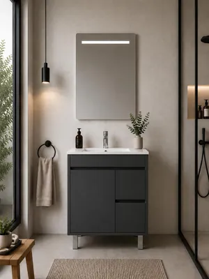 ORIGEN BATH ISQUIA Badmöbel mit Waschbecken 60x35 cm, Graphit