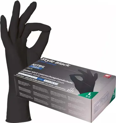 Produktbild von Nitrilhandschuhe, schwarz, Größe S, puderfrei, Style Black by Med-Comfort