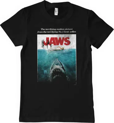 Produktbild von Der weisse Hai T-Shirt Herren JAWS Washed Poster schwarz XXL