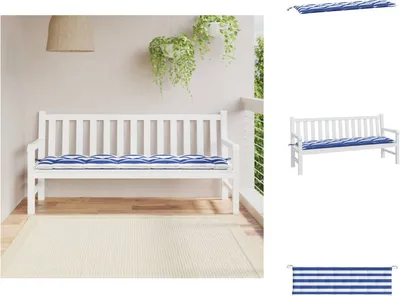 Produktbild von vidaXL Gartenbank-Auflage Blau & Weiß Gestreift 180x50x7 cm -  Sitzpolster