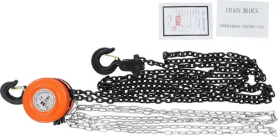 Produktbild von Hand-Kettenzug - Kettenflaschenzug - 2 t Tragfähigkeit - 2,9 m Hubhöhe - 3 m Kette - 2‑strängig - 6 mm Kette - 360° Drehhaken - Orange