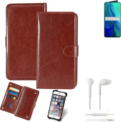 Produktbild von K-S-Trade 360° Hülle kompatibel mit Oppo Reno inkl. Headphones braun Kunstleder Case BookCase WalletCase Kunstlederederhülle Handyhülle,