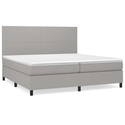 Image de vidaXL Lit boxspring avec matelas gris clair 200x200 cm Tissu
