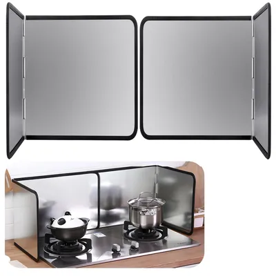 Immagine prodotto di Omgoods - Set di 2 paraspruzzi pieghevoli per la cucina, in acciaio inossidabile