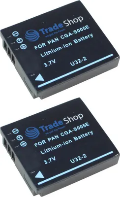 Produktbild von 2x Trade-Shop Li-Ion Akku 3,6/3,7V / 1600mAh ersetzt Ricoh DB60, DB-60, Panasonic CGA-S005, DMW-BCC12, Fuji NP-70, Leica BP-DC4