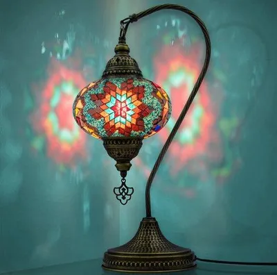Obrázok produktu pre Mozaiek Zwanenhals stolná lampa, ručne vyrobená nočná lampa v marockom štýle do spálne a obývacej izby