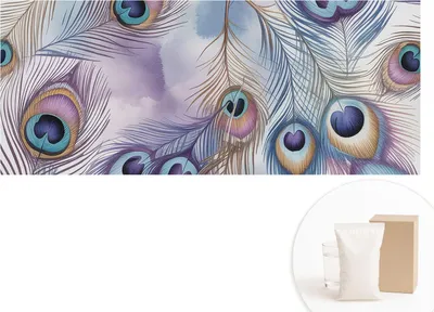 Obrázok produktu pre Samolepiaca fototapeta - Nástenné obrazy do obývacej izby - 208x146 cm - Dekoratívna fólia na stenu - Moderný dizajn na dekoráciu stien - Tapety do interiéru - Pávie perie