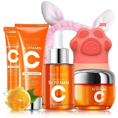 Produktbild von Vitamin C Hautpflege Set 6-teilig mit Augencreme, Serum, Gesichtsreiniger