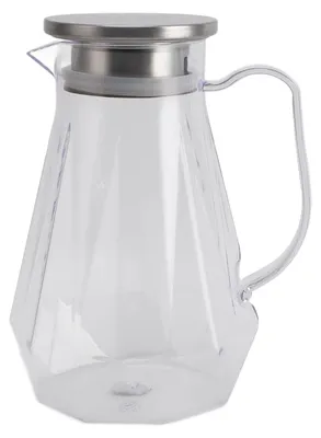 Immagine prodotto di Caraffa per acqua con coperchio e manico, capacità 1500 ml, in acrilico, resistente al calore, brocca trasparente per bevande come limonata, latte, tè freddo, bevande calde o fredde