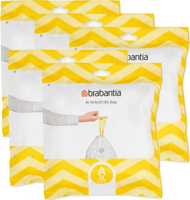 Produktbild von Brabantia PerfectFit Müllbeutel 3L (A) 40 Beutel - Mülleimerbeutel (5er Pack)