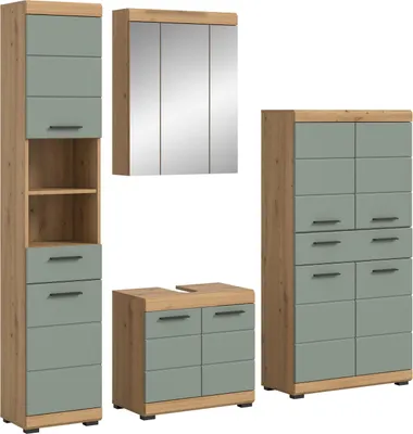 Produktbild von Badezimmer-Set Scout 5 | Salbei / Artisan Eiche | 4-teilig | ohne Aufsatzleuchte
