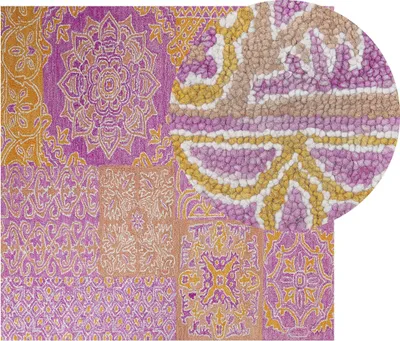 Produktbild von BELIANI Läufer Mehrfarbig Wolle 200 x 200 cm Kurzflor Orientalischer Teppich Quadratisch Rustikal Retro für Wohnzimmer Schlafzimmer Esszimer Flur Diele
