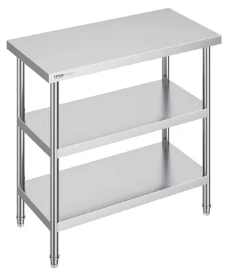 Edelstahl-Zubereitungstisch 45x90x90 cm, 3 Ebenen, verstellbar