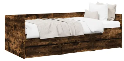 Imagen del producto de Cama diurna vidaXL con cajones, madera de roble ahumado y tablero de partículas