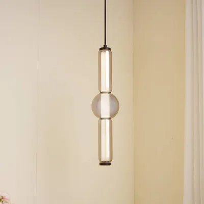 Produktbild von Lucande LED-Hängeleuchte Savete, rauchgrau, Glas, Ø 12 cm