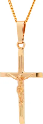 Produktbild von Gold Anhänger Kreuz Korpus mit Goldkette  585-14 Karat Gold 40 cm