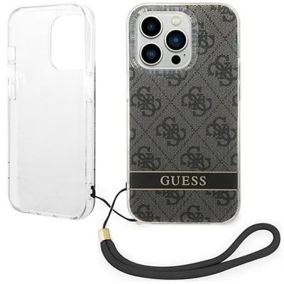 Produktbild von Guess GUOHCP14LH4STK iPhone 14 Pro 6.1  schwarz / schwarzes Hardcase 4G Print Strap Handyhülle