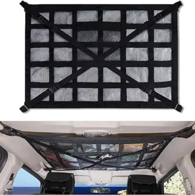 Imagen del producto de Red de almacenamiento para coche, de doble capa, 90 x 65 cm, con cremalleras, para la organización del vehículo