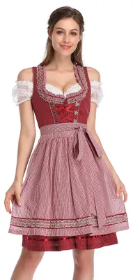 Produktbild von YesFashion Trachtenkleid Damen Dirndl Kurz Midi 3tlg. fš¹r -DREI Teilig: Kleid, Bluse, Schš¹rze Weinrot 36
