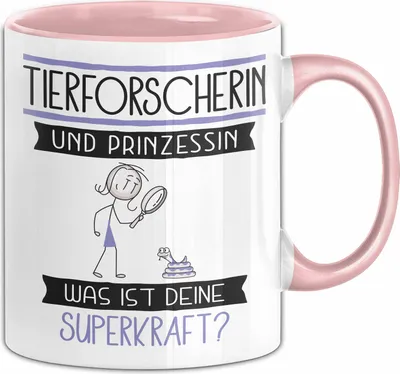 Produktbild von Tierforscherin Und Prinzessin Tasse Geschenk Für Eine Tierforscherin Geburtstag Was Ist Deine Superkraft (Rosa)