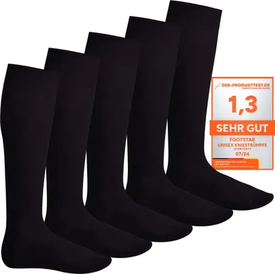 Produktbild von Footstar EVERYDAY! 5 PAAR Damen & Herren Kniestrümpfe - Schwarz 39-42