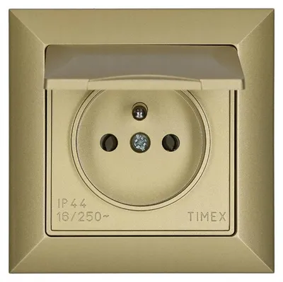 Obrázok produktu pre Jednozásuvka s krytom VDT IP44 TIMEX GPT-16OpH Opal zlatá