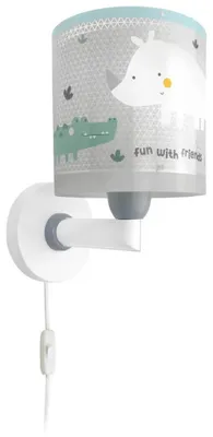 Produktbild von Kinder-Wandleuchte Nashorn & Krokodil mit transparentem Doppelschirm