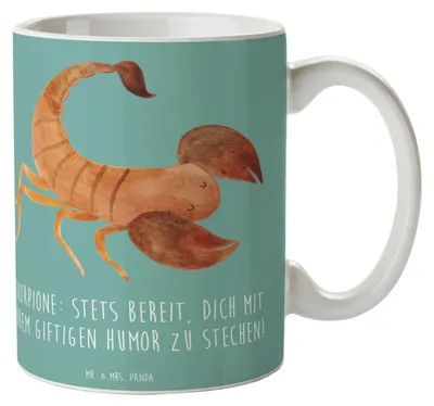 Produktbild von Mr. & Mrs. Panda Becher Skorpion Humor - Meeresbrise - Geschenk, haferl, Intensität, Teetasse, Geschenke Astrologie, giftig, Loyalität, Sternzeichen, Horoskop, Tasse