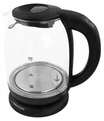 Zdjęcie produktu dla Esperanza EKK027, 1,7 l, 2200 W, Czarny, Przezroczysty, Szkło, Plastik, Regulowany termostat, Wskaźnik poziomu wody