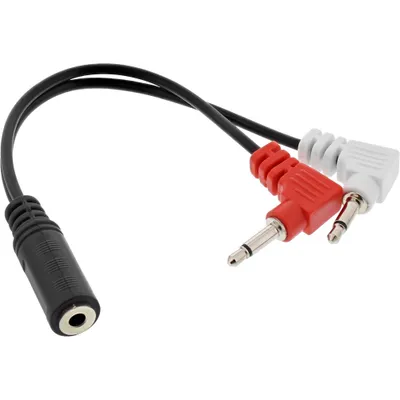 Produktbild von InLine Audio Kopfhörer Flugzeug-Adapterkab., 2x 3,5mm ST / 3,5mm BU 3pol, 0,15m, 2 x 3.5mm, Männlich, 3.5mm, Weiblich, 0,15 m, Schwarz