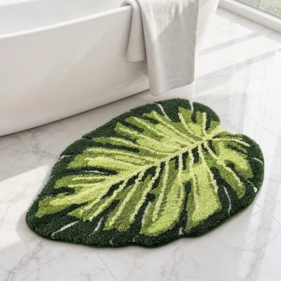Immagine prodotto di Tappetino antiscivolo per il bagno, motivo Monstera, 50 x 80 cm