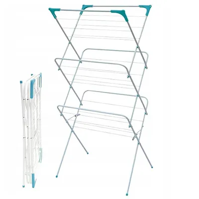 Image de Séchoir à linge vertical, pliable, grand format, sur pied, pour balcon, 3 niveaux