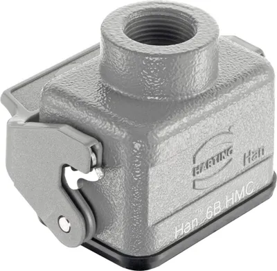 Produktbild von HARTING Han 6B HMC Kupplungsgehäuse niedrig, 1xM20 gerader Kabelabgang, mit 1 Längsbügel - 1 Stück