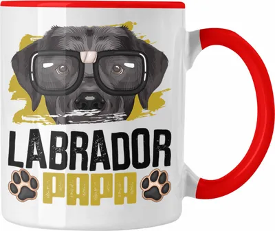 Produktbild von Trendation - Labrador Papa Besitzer Tasse Geschenk Lustiger Spruch Geschenkidee Labrador Liebhaber (Rot)