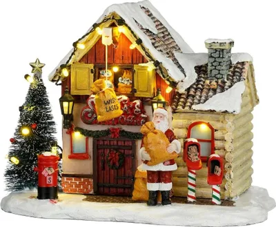 Produktbild von Luville Postamt des Weihnachtsmanns Miniaturhaus batteriebetrieben 19,5 x 14,5 x 14,5 cm