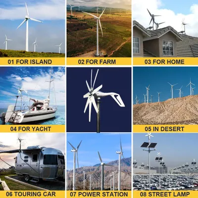 Zdjęcie produktu dla Turbina wiatrowa - Wirnik wiatrowy - Generator turbiny wiatrowej - Energia wiatru - Oś pozioma - 3000W - 12V