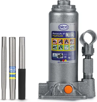 Produktbild von alca® Hydraulischer Wagenheber 3t I Stempelheber & Unterstellheber aus Stahl I für Auto, Motorrad, PKW & Werkstatt I Hubhöhe 195-380 mm I &