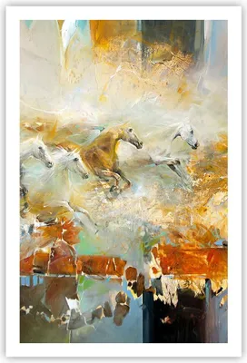 Produktbild von Poster - Poster ohne Rahmen - Pferde Galopp Modern - 61x91,5 cm - Wand Bild - Wanddeko - Wandbilder - Kunstposter - Wandposter - Bilder - Kunstdruck - Wanddekoration - Wandbild - P2XPA61x91-4506