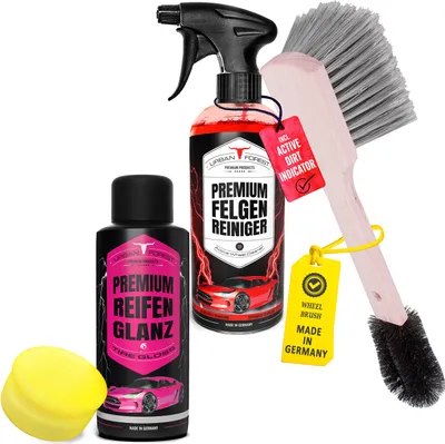 Produktbild von SPARSET Felgenreiniger + hochwertige Felgen Bürste + Reifenglanz + Schwamm für Reifenpflege von URBAN Forest
