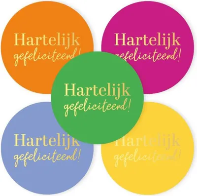 Produktbild von Stickers Hartelijk gefeliciteerd kleurig