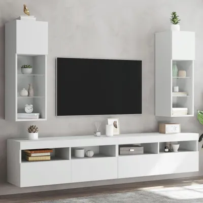 Produktbild von Maison Exclusive - TV-Schränke mit LED-Leuchten 2 Stk. Weiß 30,5x30x90 cm