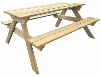 Produktbild von Picknicktisch - Gartentisch für außen - 150 x 135 x 71,5 cm - Massivholz Sitzgruppe - Für 4–6 Personen - Gelb