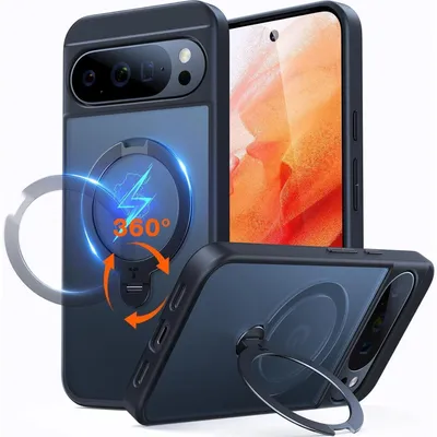 Obrázok produktu pre Puzdro na telefón Google Pixel 10/10 Pro s magnetickým držiakom, nárazuvzdorné, matné, priesvitné, čierne