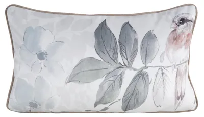 Zdjęcie produktu dla Poduszka dekoracyjna welwetowa EVITA 45x30 cm zielono-beżowa w liście