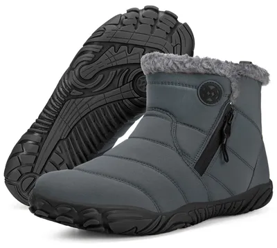Produktbild von Winter Schneestiefel mit warmer Fütterung für Damen und Herren, Grau, Größe 46