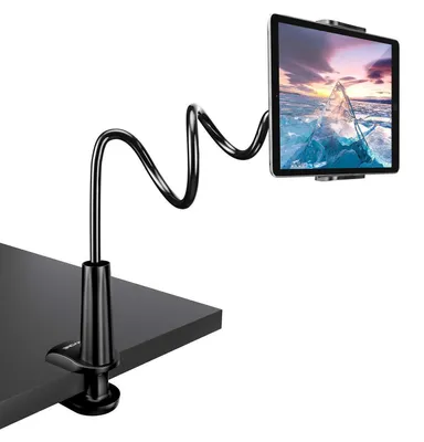 Productafbeelding van Zwanenhals tablet houder, 76 cm, zwart, geschikt voor apparaten van 4-10,6 inch